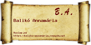 Balikó Annamária névjegykártya
